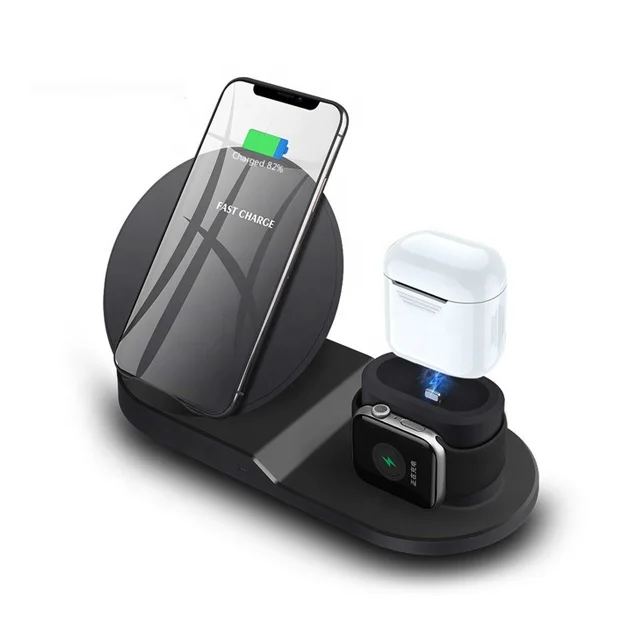 

For Xiaomi Iphone Apple Watch Mobile Phone 10W Fast Stand 3 In 1 Wireless Charger Dock, Black, white