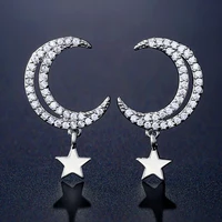 

RAKOL E2280 Asymmetry Star Moon Jewelry Fashion Zircon Earring Designs For Girls