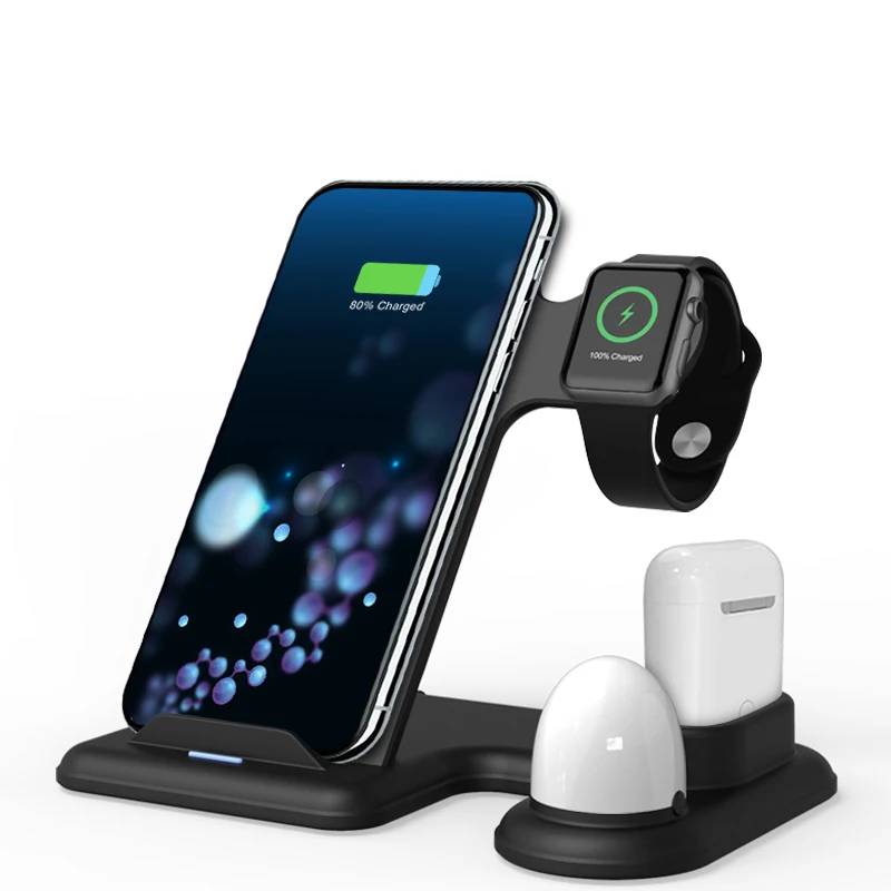 

new 2019 trending product 4 in 1 wireless charger X356 usb charger with 4 color little night lights free shipping's items, Black white