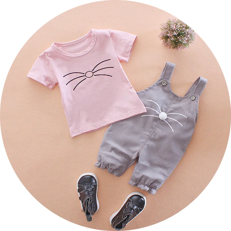 wholesale kids clothes suite clothes set for girls The cat Summer clothes for a 2 year old girl