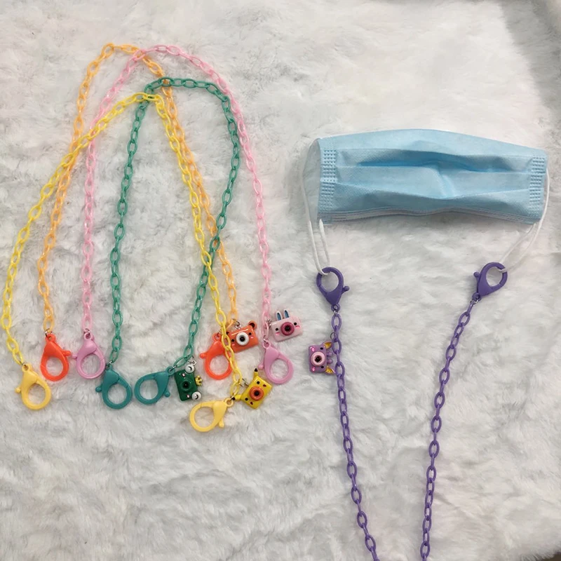 

58cm Cute Cartoon Cat bear frog masking Chain acrylic Eye Glasses Chain Candy Color Cartoon chains for masking, Shown