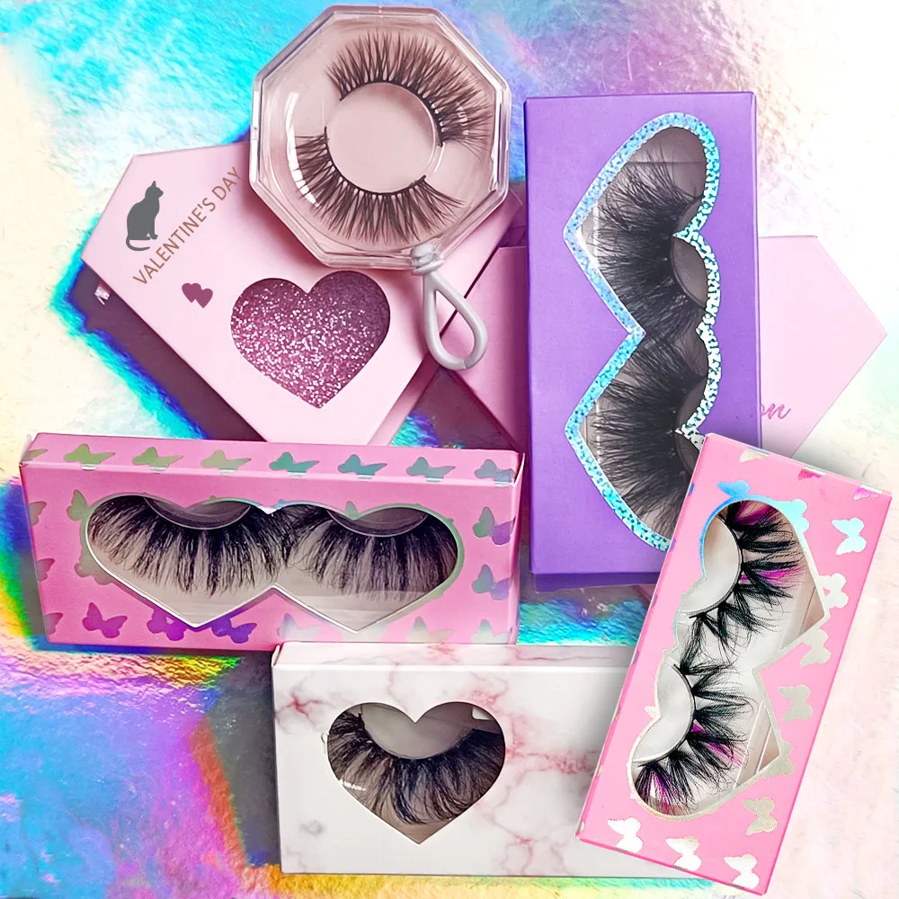 

Wholesale 2022 valentines day heart shaped rhinestone empty lashbox packaging customized lash boxes empty eyelash packaging box, Colors