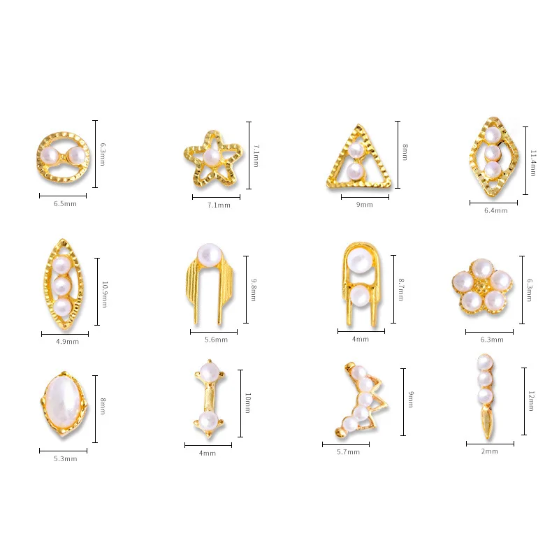 

New Designs Nail Salon Supplies Zircon Gold Diy 3D Alloy Nail Art Charms