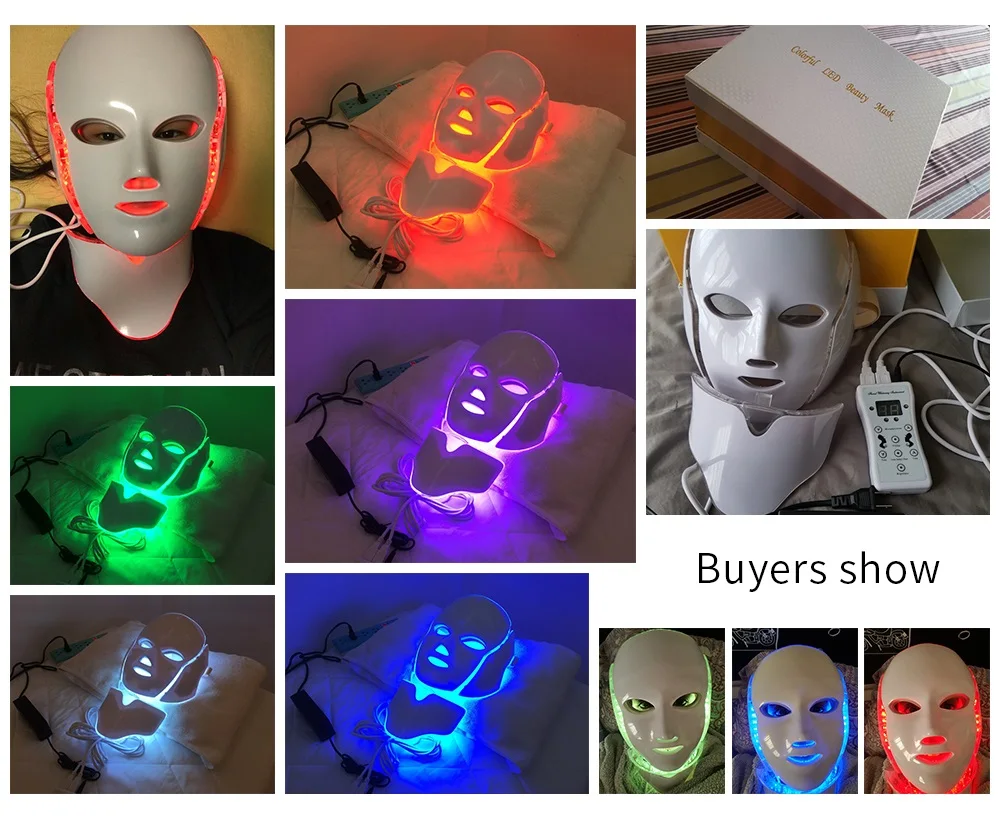 7 Color Led Facial Neck Mask Led Light Photon Led Mask Therapy - Buy ...