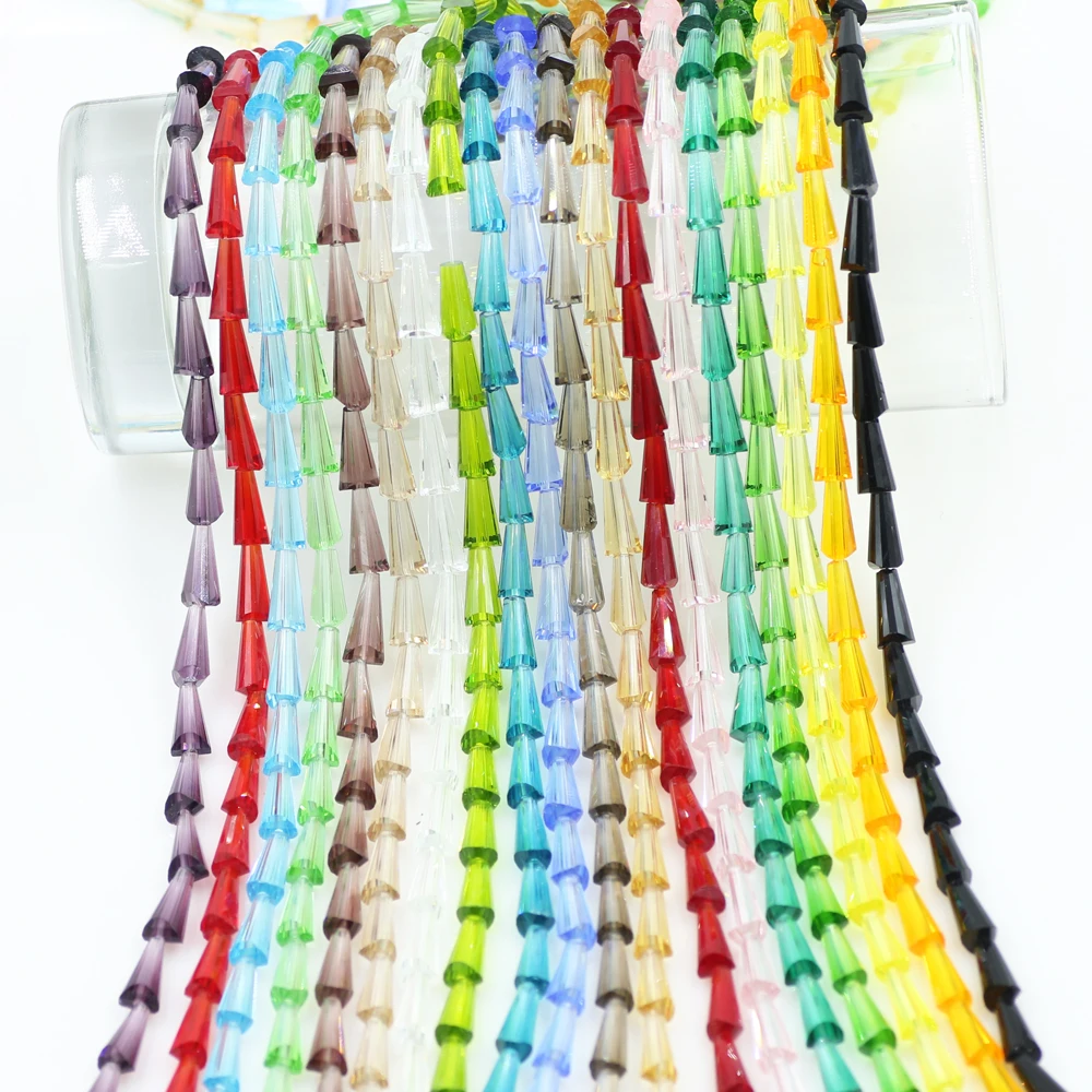 

Conical Pagoda Glass Beads For Jewelry Making Subulate Crystal Beads For Pendant Necklace Earring DIY Accessories 5strips/batch, Colors avaliable more than 50,choose from color cards