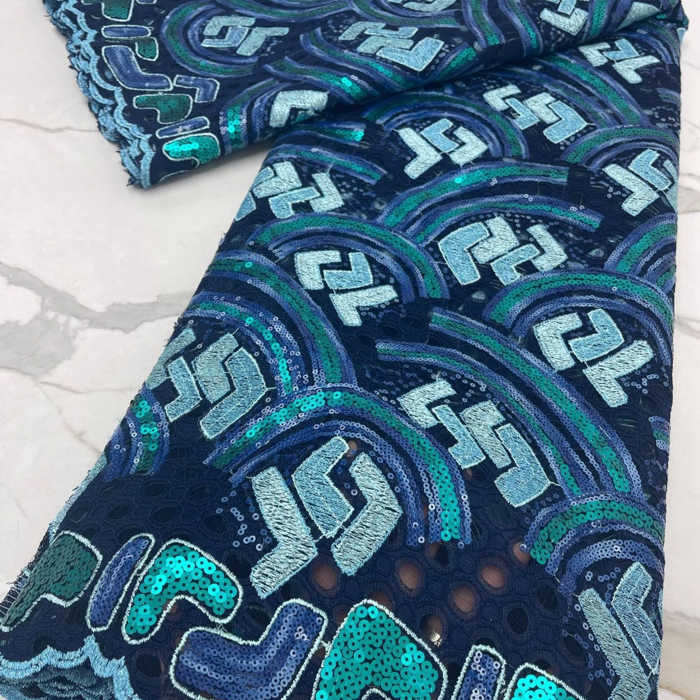 

2021 New Design Lace Sequin Embroidery Cotton High Quality Dress Fabric Lace Cloth