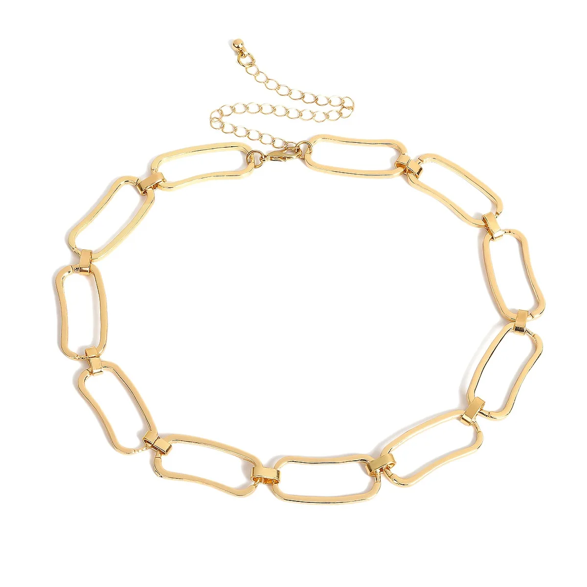 

Personalized 18k Gold Plated Geometrical Square Choker Necklace European Gold Clavicle Chain Necklace For Collar Jewelry, Picture shows