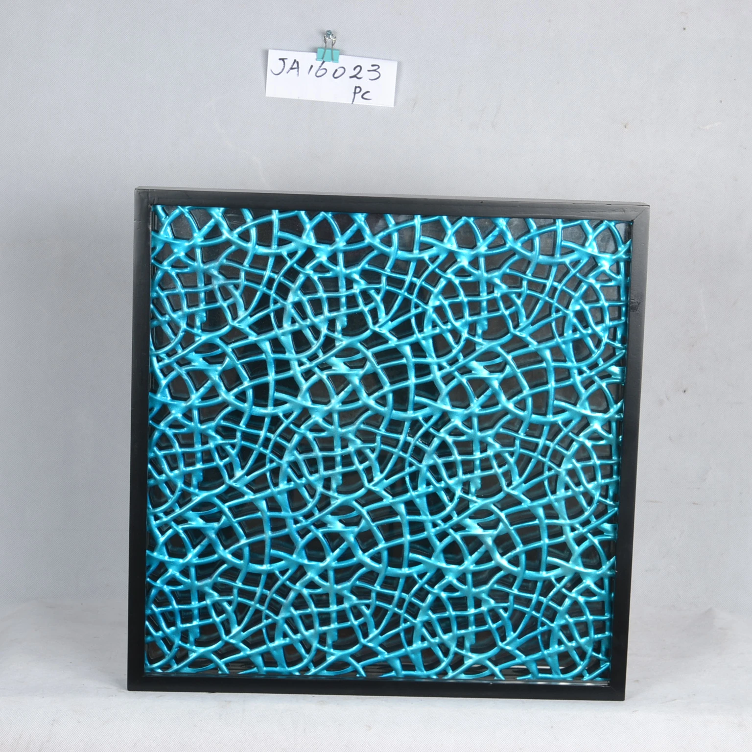 

Blue interwoven pattern square photo frame home accessories art decorative wall living room metal wrought iron decorative wall