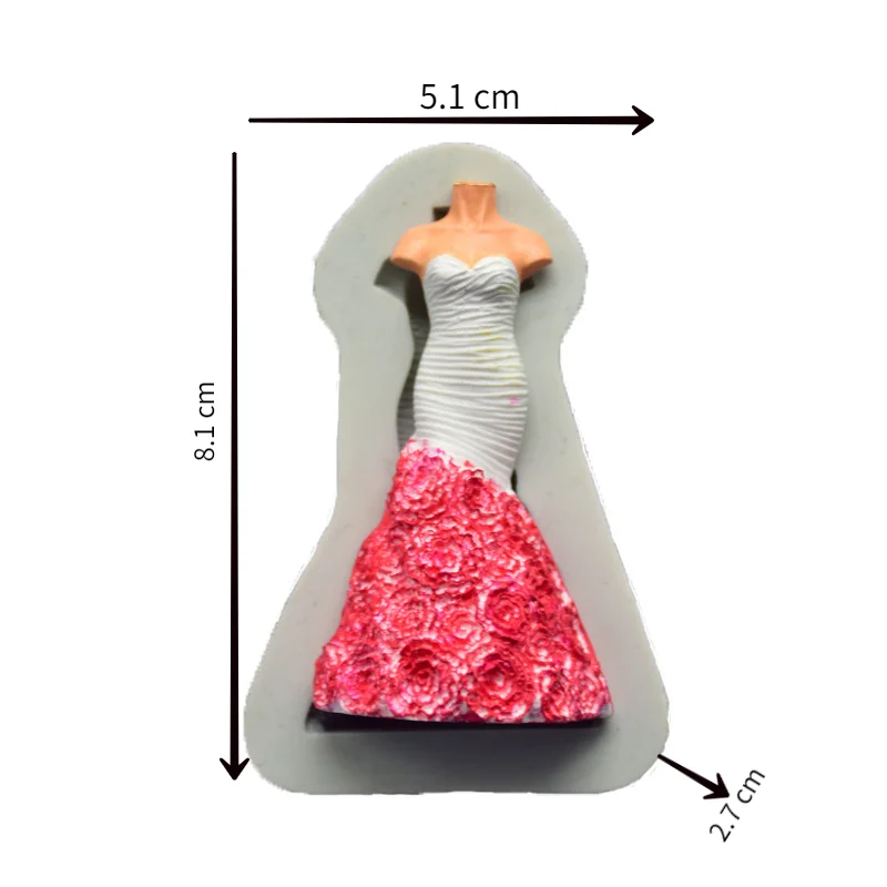 

DIY Baking Mini Wedding Tube Top Skirt Shape Liquid Silicone Mold Chocolate Cake Mold Molds for Chcolate Accessories Supplies
