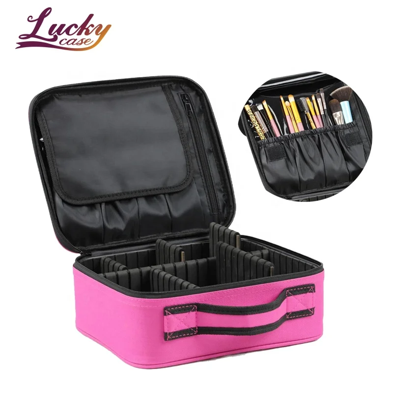 

Lucky Cosmetic Bags Professional Customized Color Cosmetic Case Organizer Mini Makeup Bag, Black/rose red