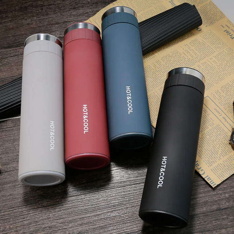 

Custom Double Wall Business Thermos Bottle Matte Insulated Vacuum Flask With Strainer, Black,red,blue,grey