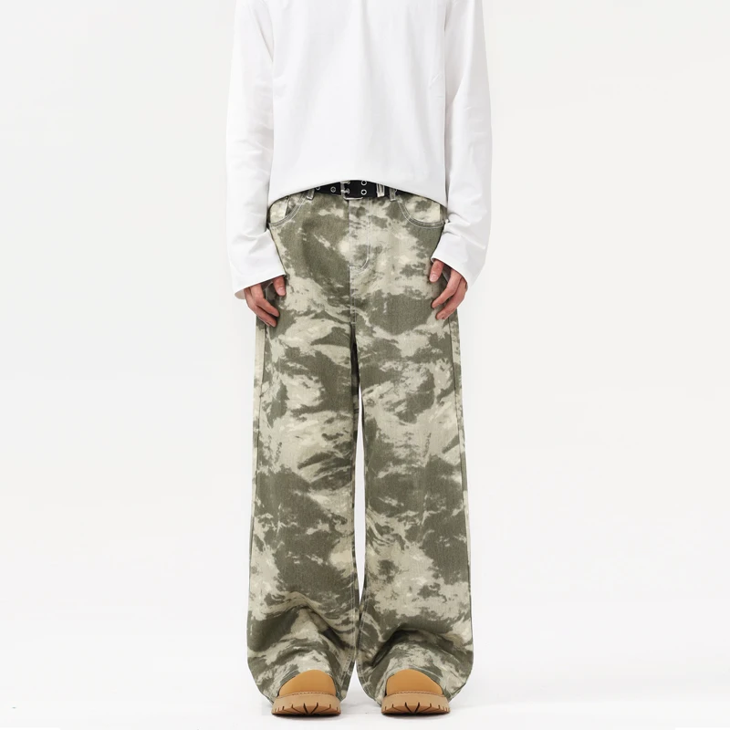 100% Cotton Camo Wide Leg Casual Trousers