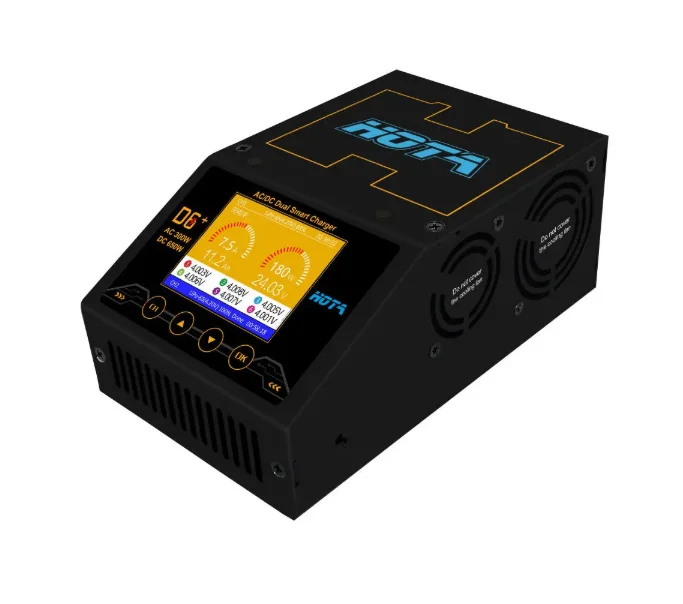 

HOTA D6+ AC 300W DC 2X325W 2X15A Dual Channel Smart Battery Charger Discharger, Black