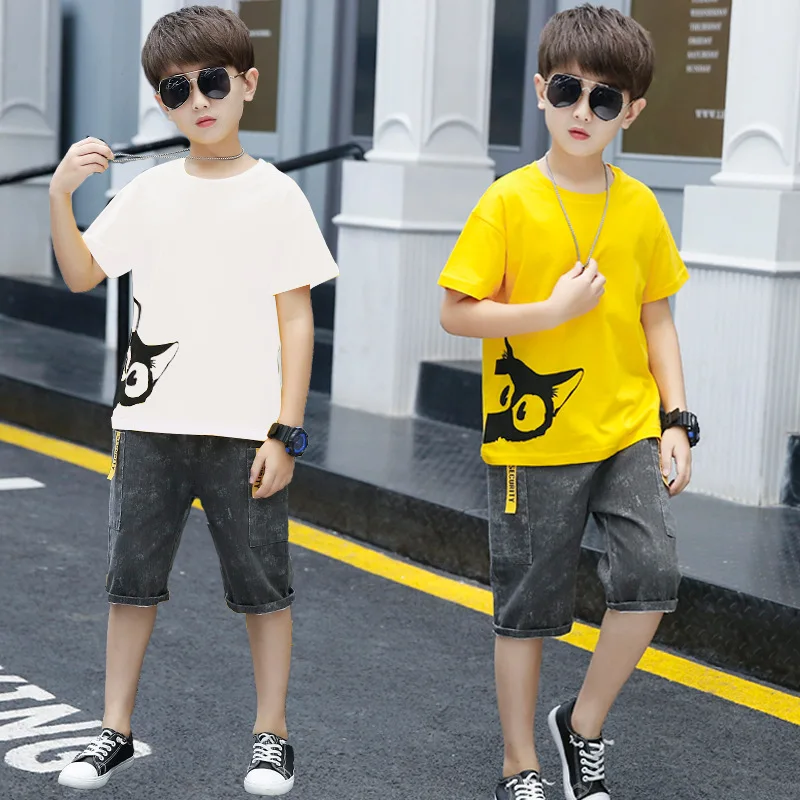 

2021 AliExpress New Summer Kids Tracksuit Boys Clothes Sets Toddler Teenager Costume Outfit Two Piece Suit Children Clothing