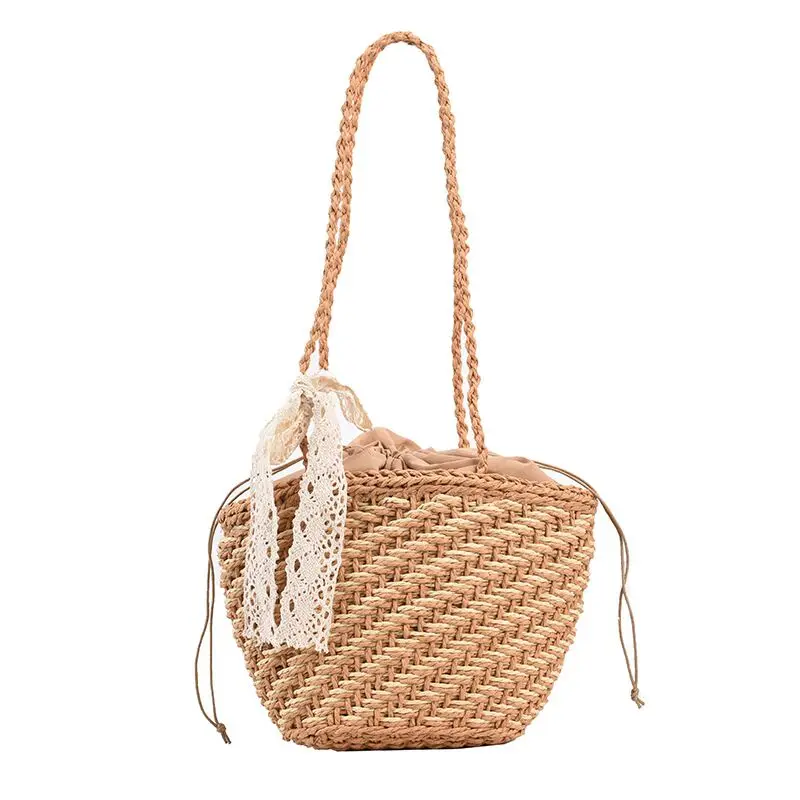 

Summer Woven Weave Paper Braid Straw Beach Bag Tote Weaving Crochet Paper Straw Bag