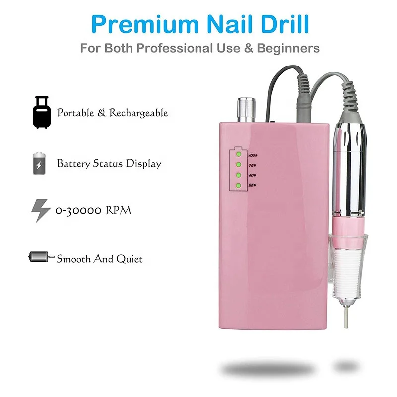 
Order 25pcs customize private logo Wireless 30000rpm Nail drill made in japan rechargeable electric kupa nail drill 