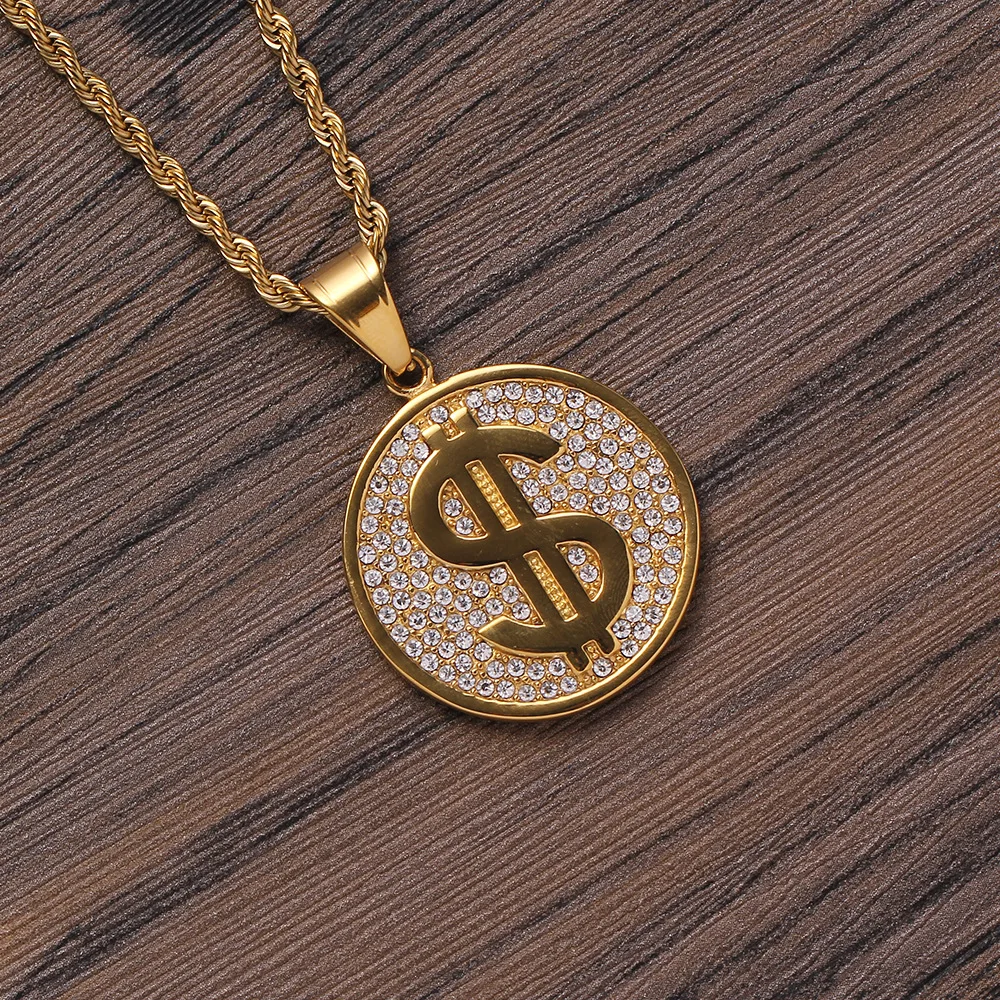 

Hiphop jewelry stainless steel hip hop accessory necklace with dollar symbol image pendant