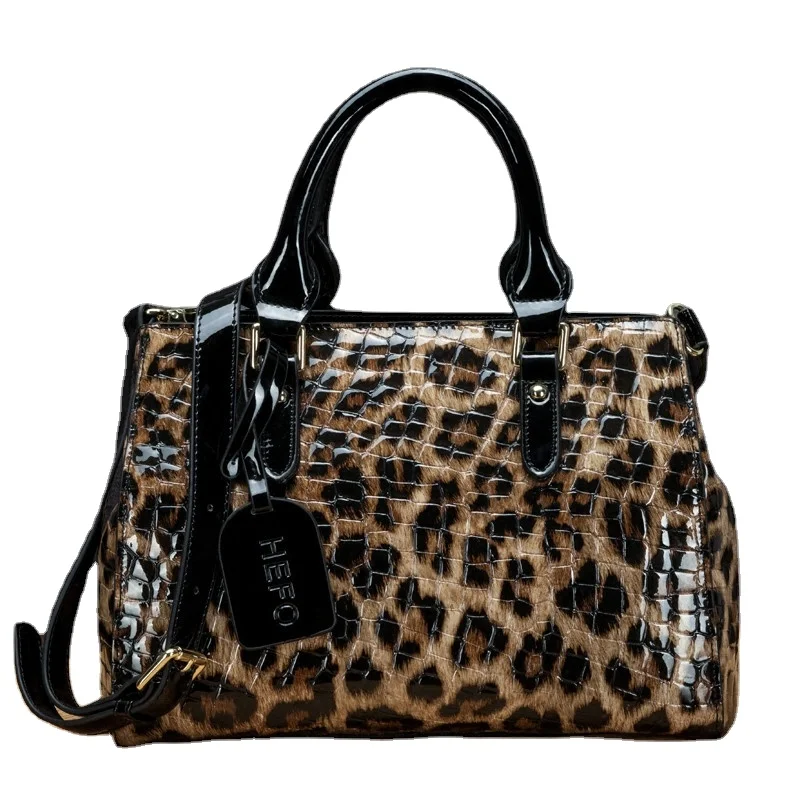 

High Quality Genuine Leather Leopard Women Purses and Handbags Luxury Fashion Cow Leather Shoulder Messenger Bags, Customized color