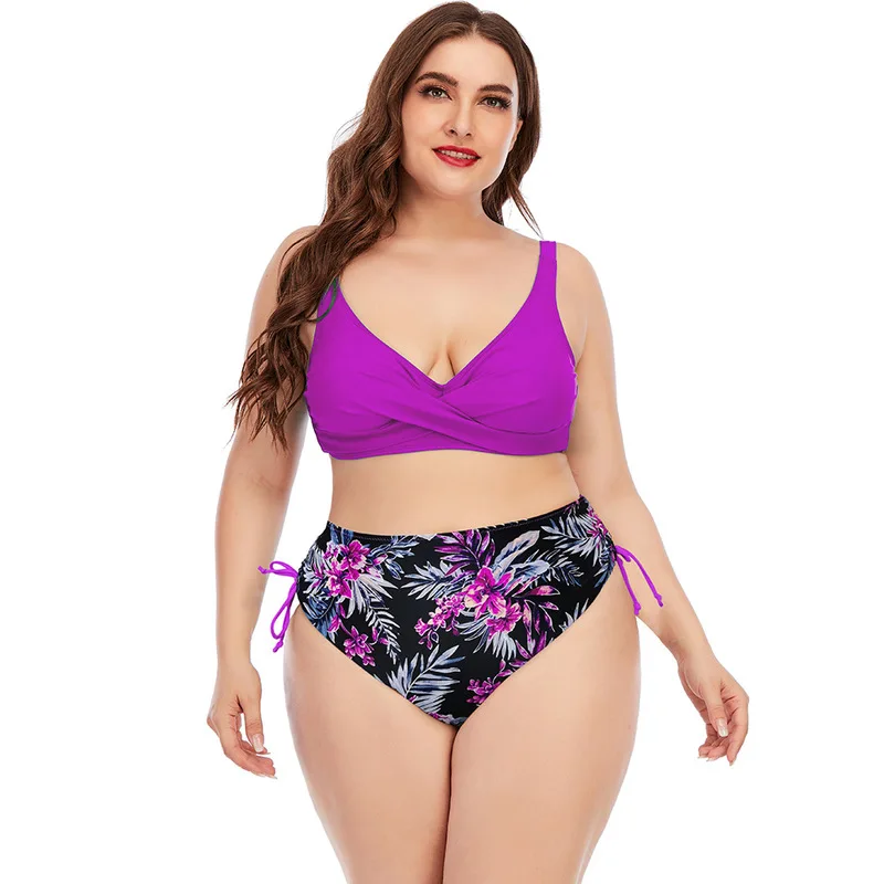 

2021 European and American Women Summer Plus Size Split Floral Swimsuit