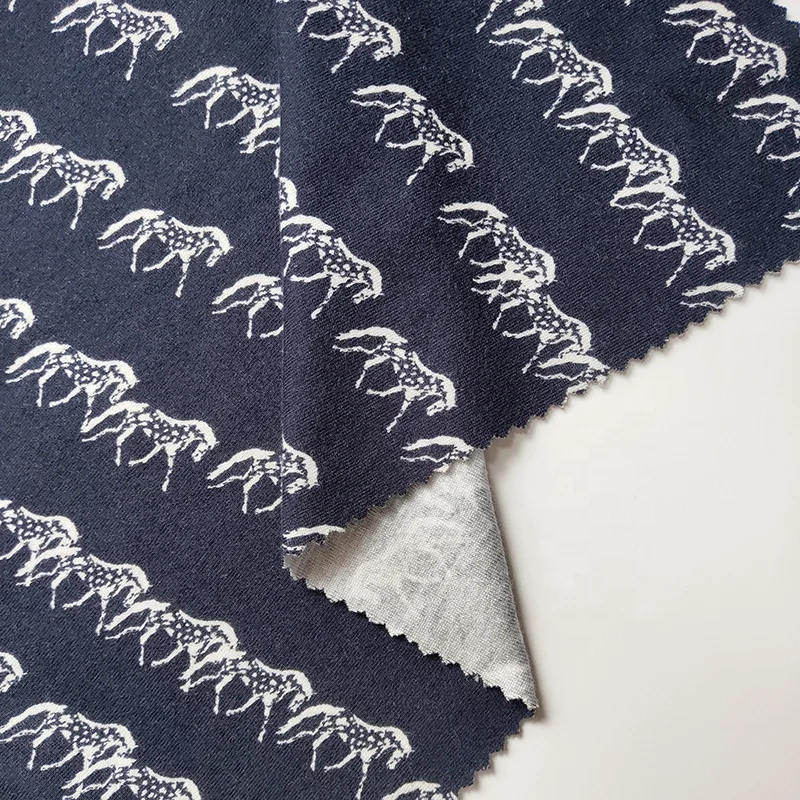 Wholesale High Quality Horse Print Fabric,Custom Print 100 Knitted Cotton 1x1 rib Digital Print Knitted Cotton Fabric