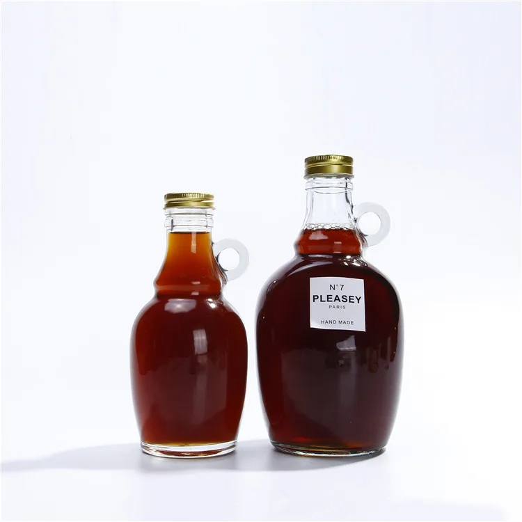 

Vanjoin Unique Shaped Glass Syrup Bottle OEM ODM Maple Syrup Bottles with Metal Lid, Clear