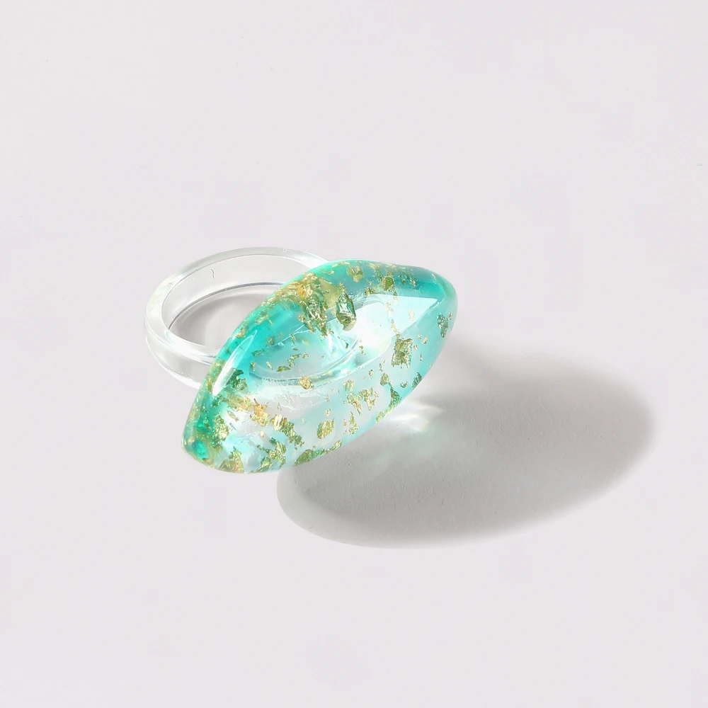 

2021 new arrivals gold foil acrylic summer beach resin rings jewelry resina joyas, Optional as picture,or customized