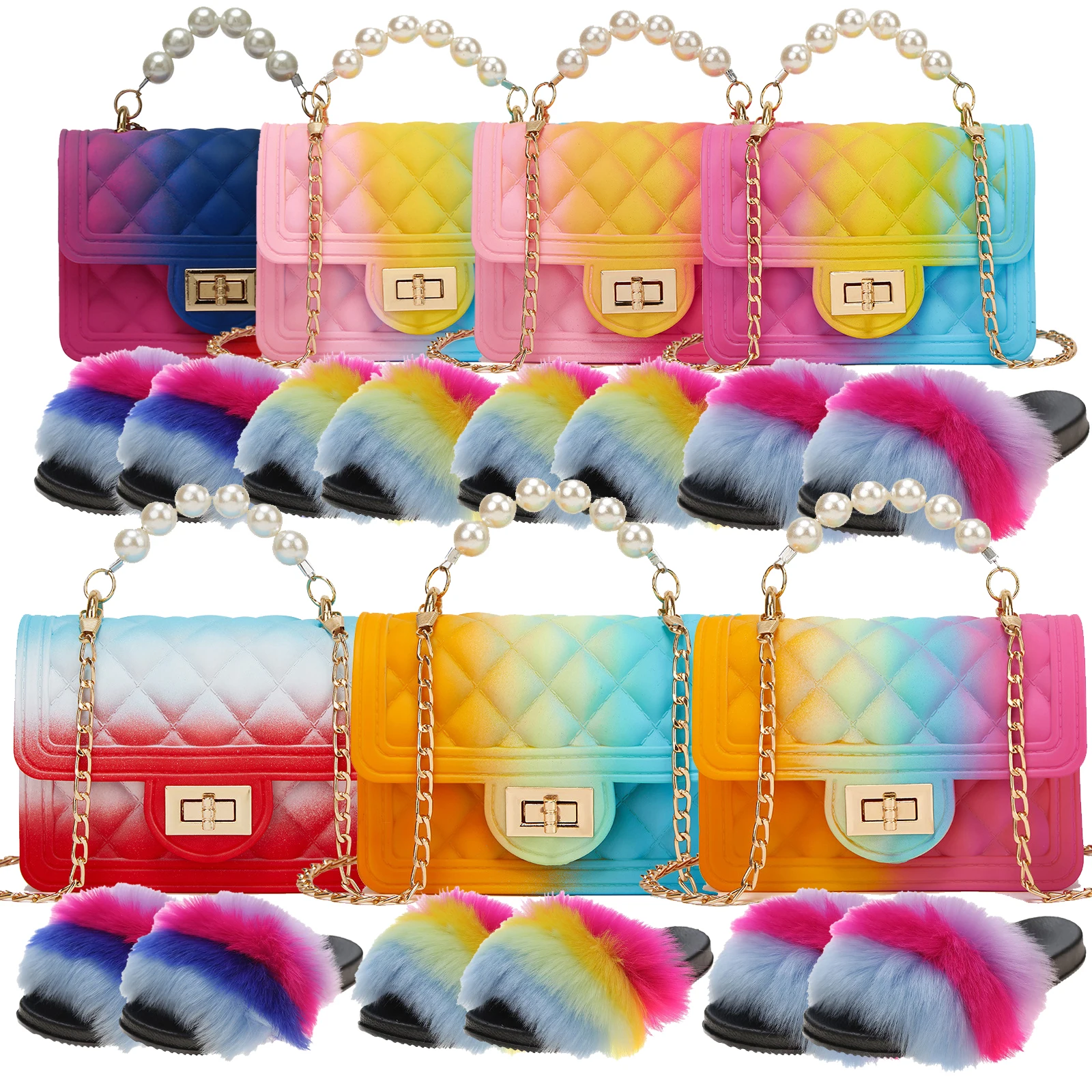 

2021 Bags women handbags ladies brand sandal and purse match sets, 19 colors