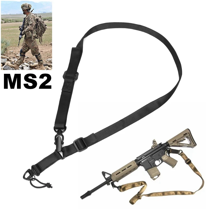 

MS2 Tactical 2 Point Sling Rifle Shoulder Strap Belt Nylon Adjustable One Single Point Gun Sling Hunting Gun Accessories, 3colors