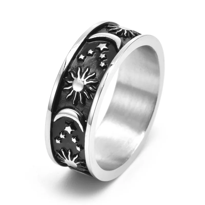 

316L stainless steel bohemian wind star moon sun simple ring