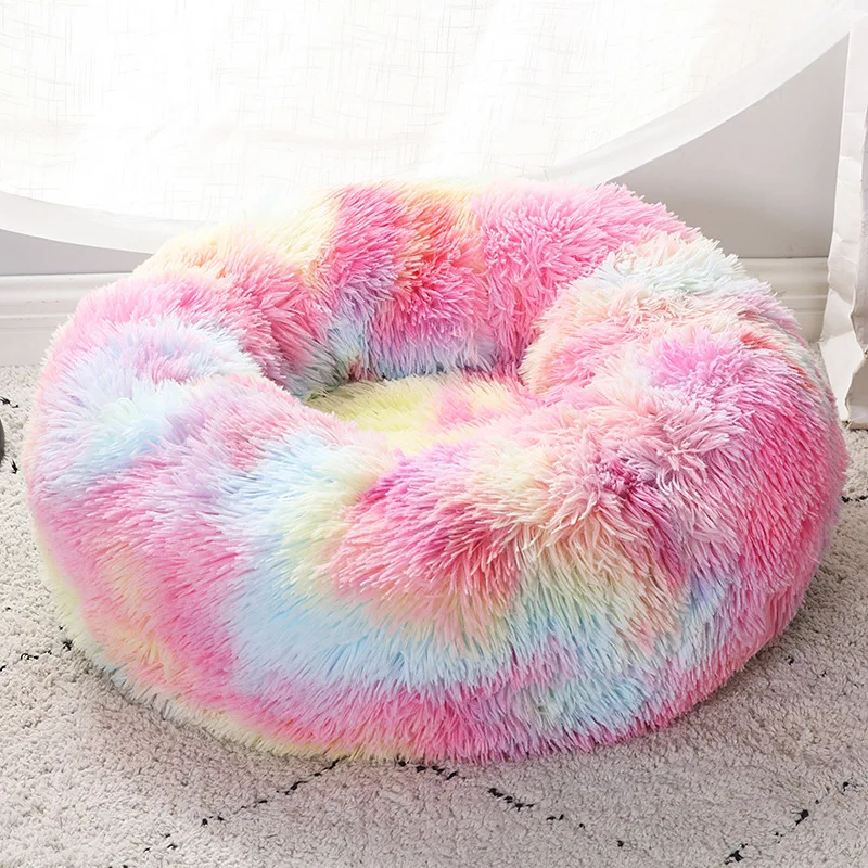 

Dropshipping best price long round Plush Warm Custom Luxury Soft Pet Bed Cushion Sofa Cat Dog Bed