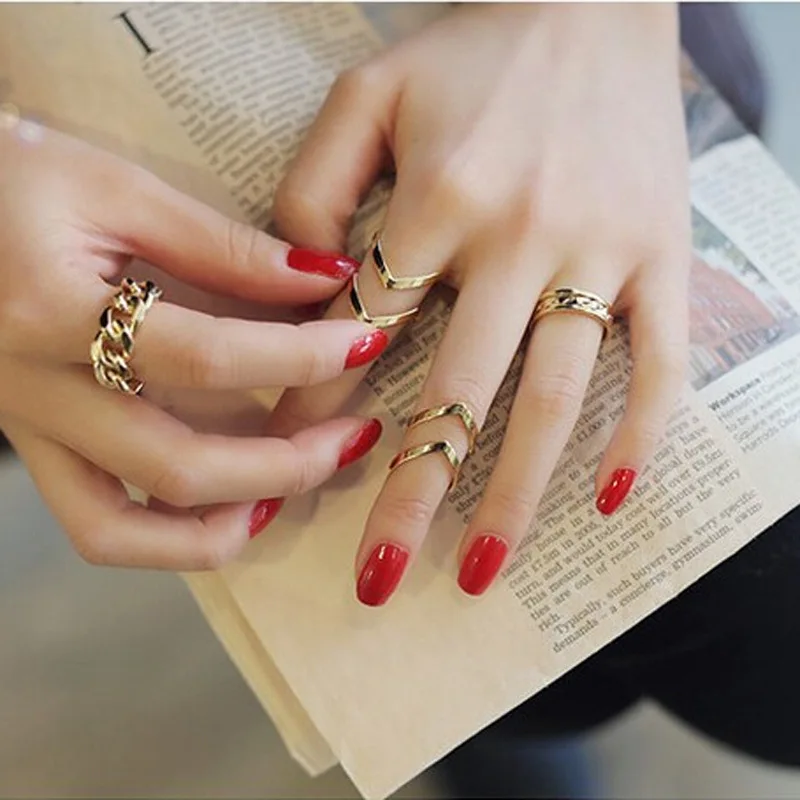 

Chic Gold Color Plating Chain Shape Ring 7mm Wide For Unisex Vintage Gothic Chunky Midi Ring Antique Jewelry Accessory, Gold silver