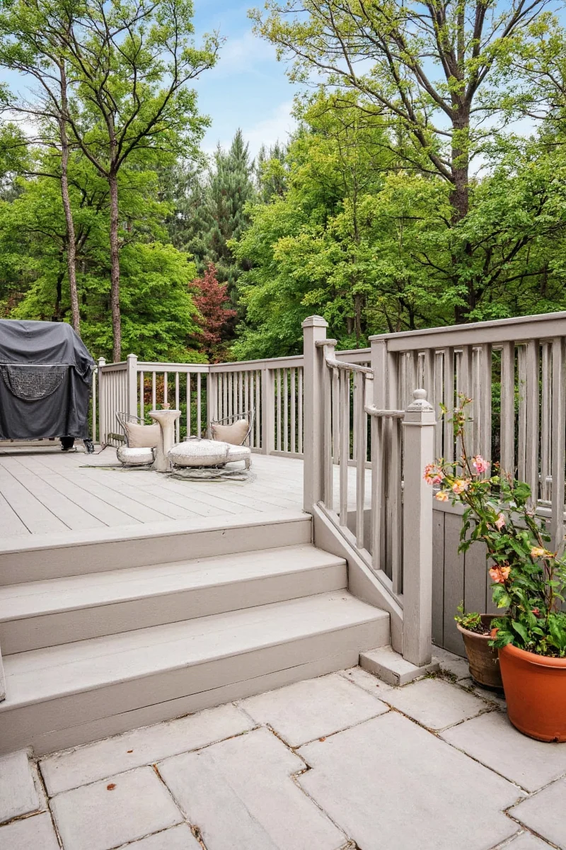 Hanging plants on Trex deck railings