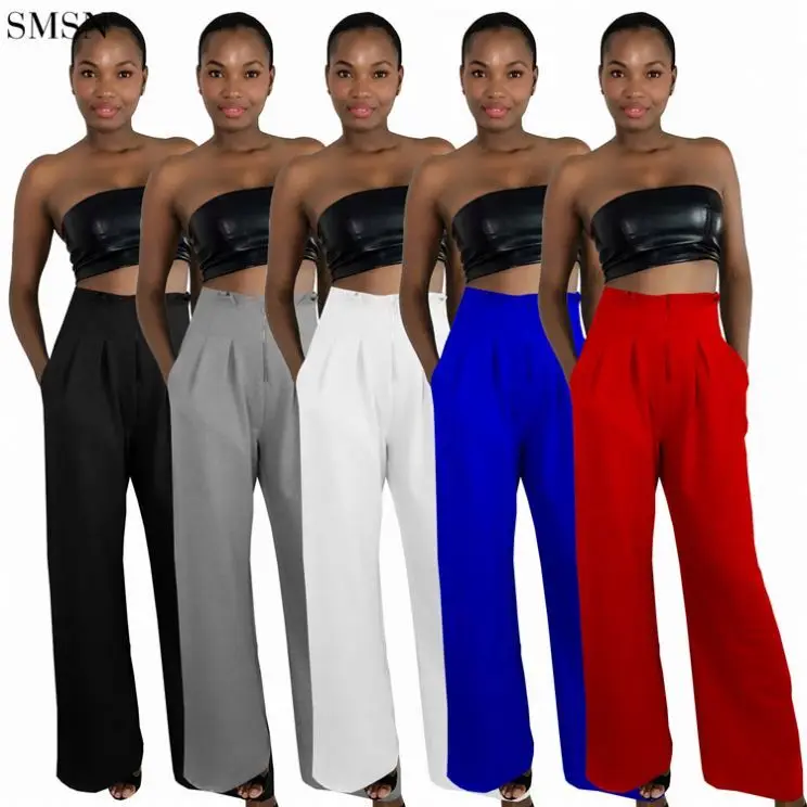 

CATHY Hot Sale High Waist Solid Color Draped Womens Trousers Zippered Woman Pants 2021 Casual Pants