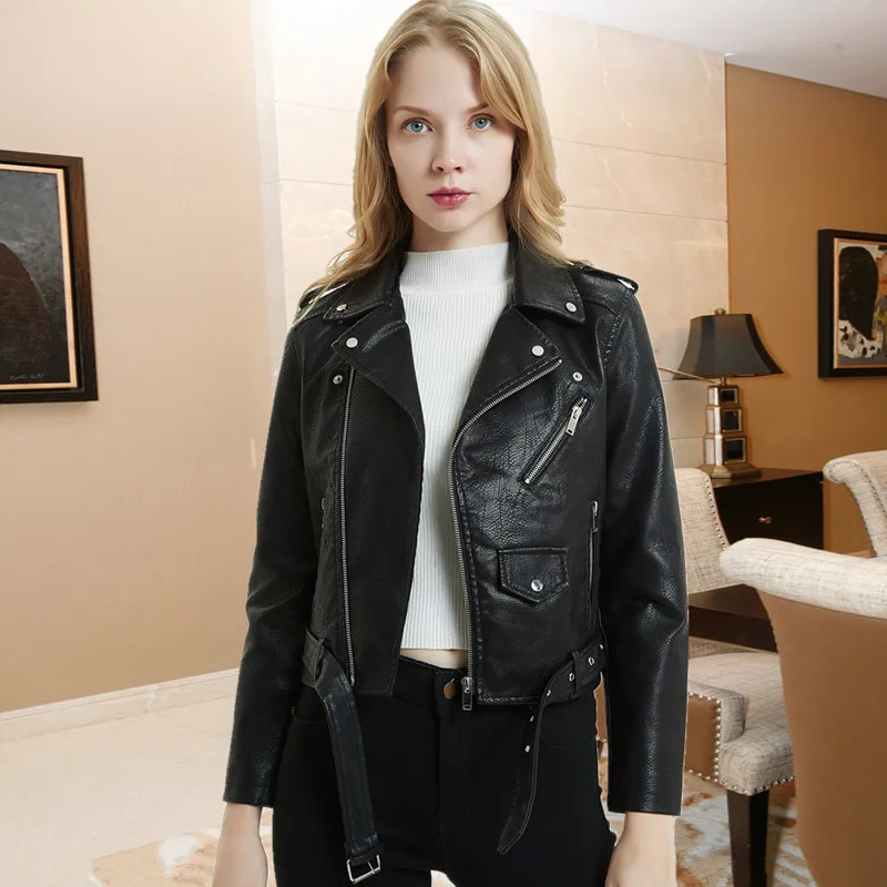 

OEM wholesale autumn jacket fashion women's PU leather pocket zipper short coats for ladies, Customized color