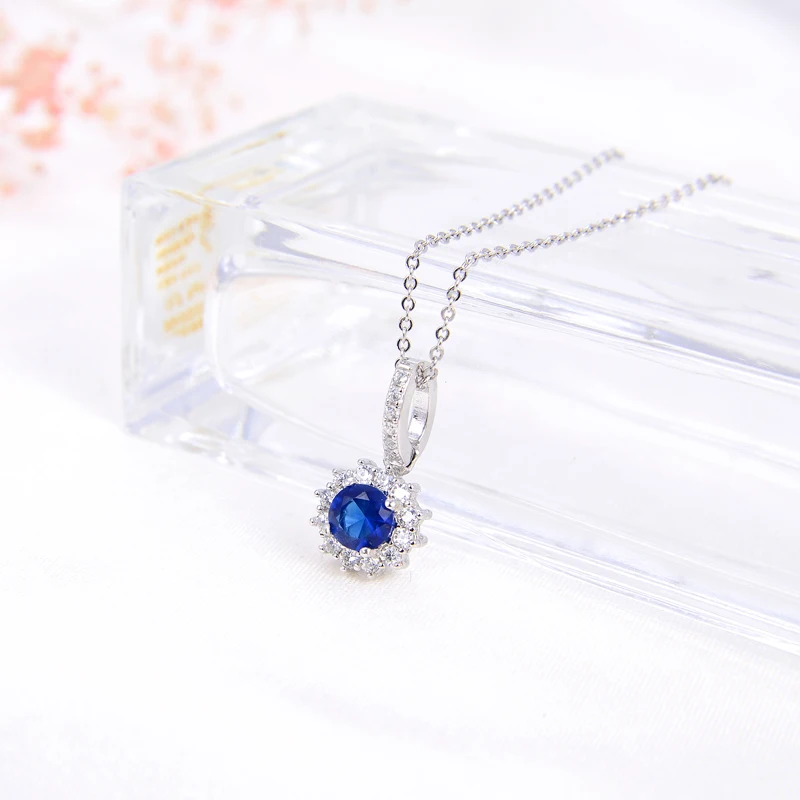 

China good factory Blue stone necklace with 925 sterling silver ocean opal jewelry