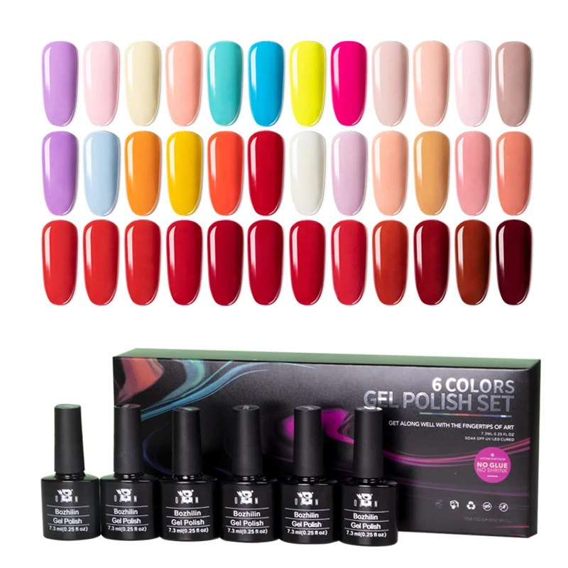 

RTS hot sale 6 colors set soak off 3 step Uv Led Color Nail Gel Polish