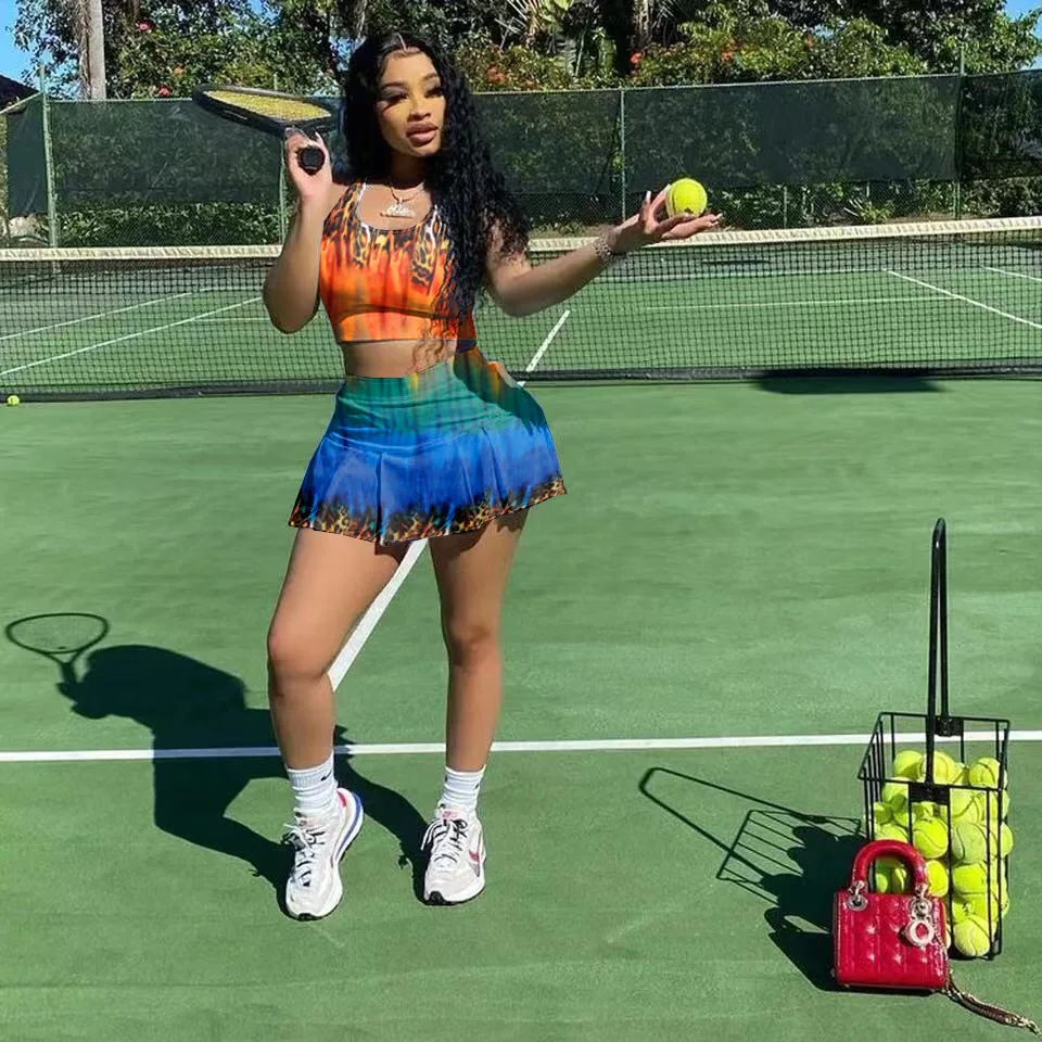 

Sexy style fashionable shorts casual sweatsuit two pieces skirt women sets, Customized color/as show