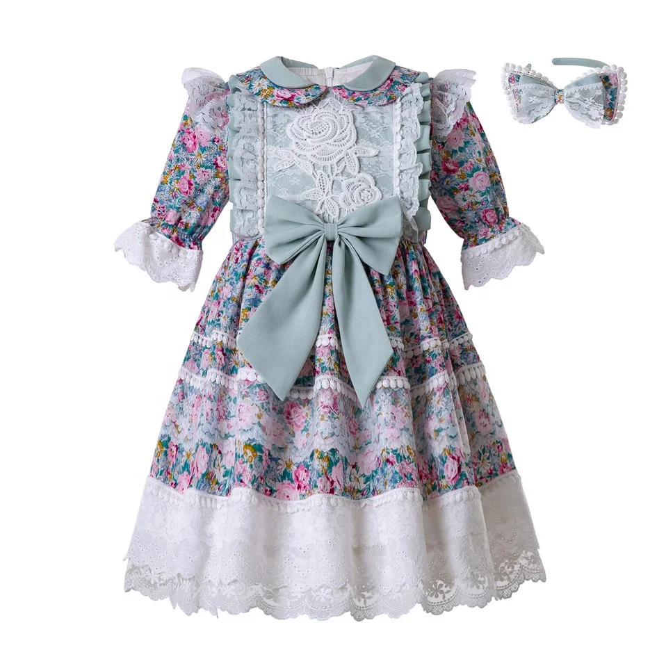 

Pettigirl Muslim Baby Girls Clothes With Bow Girls Long Sleeve Party Dress