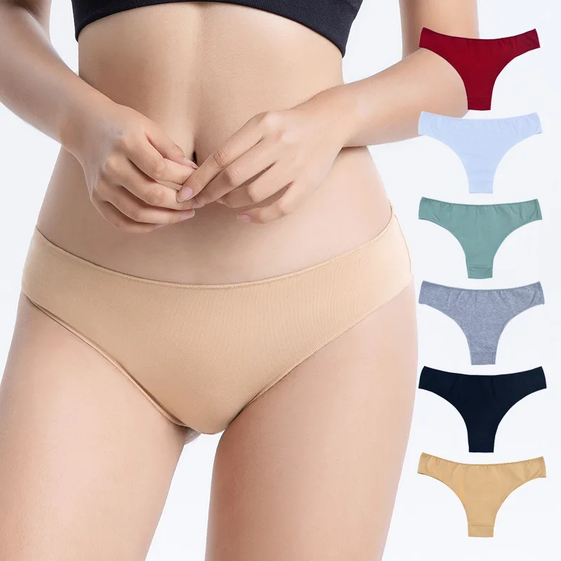 

Wholesales Custom Cotton Low Waist Brazilian Sports Elasticity Thongs Panties Ladies Tangas Women Underwear
