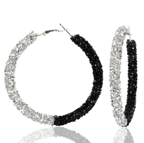 

Korean style luxury bling rhinestone hoop earrings for gift, As picture