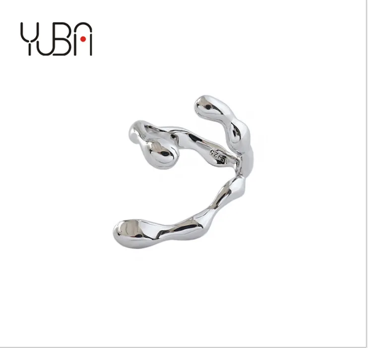 

S925 Sterling Silver Jewelry Ins Niche Design Sense Wrong Side Cross Natural Ring Female Silver Ring, Silver color