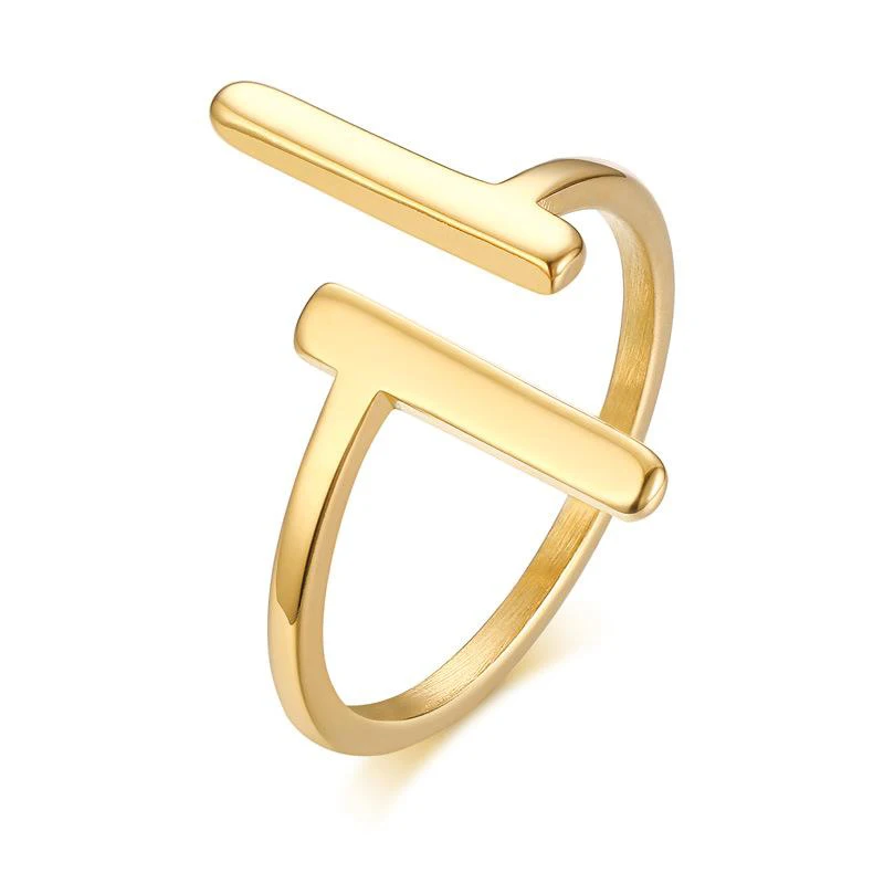 

Titanium Stainless Steel Ring French Chic Fashion Rings Simple Geometric Custom Designs 14k Gold Plated Ring Dylam jewelry