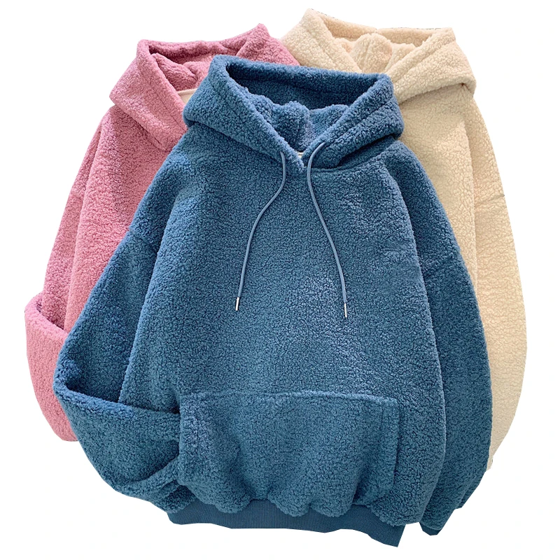 

Solid Colour Hoodies Women Clothing Polyester Blouses Bottoming Long Sleeve Tops Loose Pocket Sweatshirt Girl Casual Pullover, Customized color