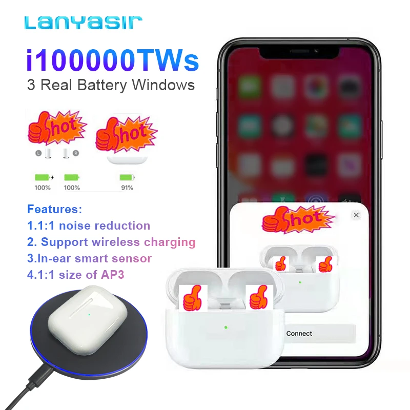 OEM Logo Lanyasir newest i100000 tws BT 5.0 Wireless Sport Earbuds wireless Earphone TWS I100000 - ANKUX.COM