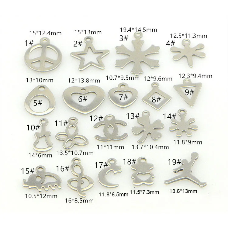 

S1142 100pcs/ bag High Quality Small Tiny Stainless Steel Tags Charm Pendants