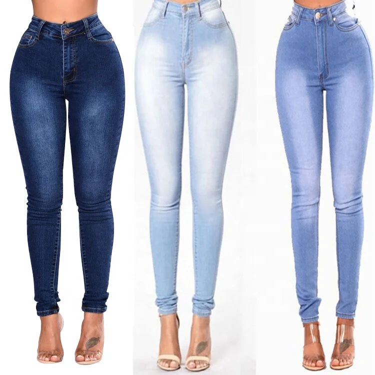 

Little Feet Slim Jeans For Women Skinny High Waist Jeans Woman Blue Denim Pencil Pants Stretch Waist Women Jeans, As pictures show