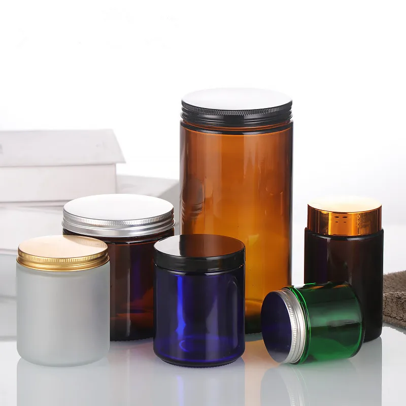 Wholesale Glass Candle Jar 120/250/500/1000ml Glass Empty Glass Amber Candle Holder Jars With Lid for Candle Making