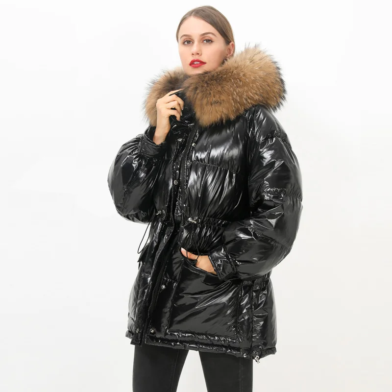 

2020 Top Selling Real Big Natural Fur Detachable Hat Waterproof Gathered Waist Loose Candy Duck Down Coat