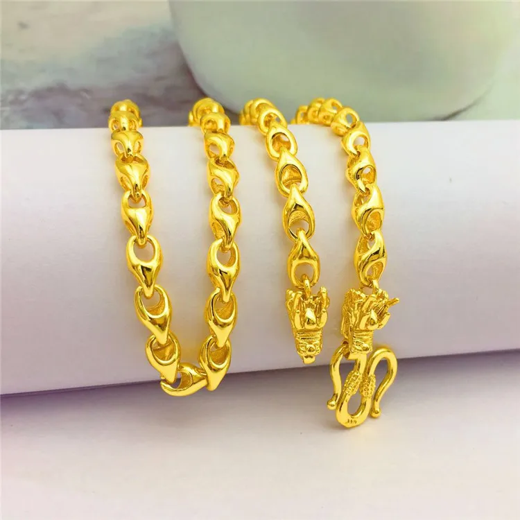 

Luxury Vintage 14K Gold Necklace for Men Wedding Engagement Jewelry 6N Thick Yellow Gold Chain Jewelry Men's Anniversary Gifts