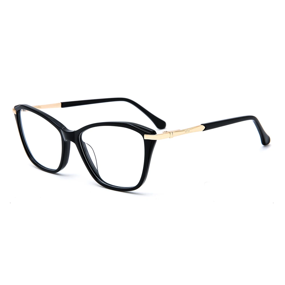 

New Style Fashion Glasses Trendy Women Cat Eye Optical Frame Metal Plate Glasses High Quality In Stock